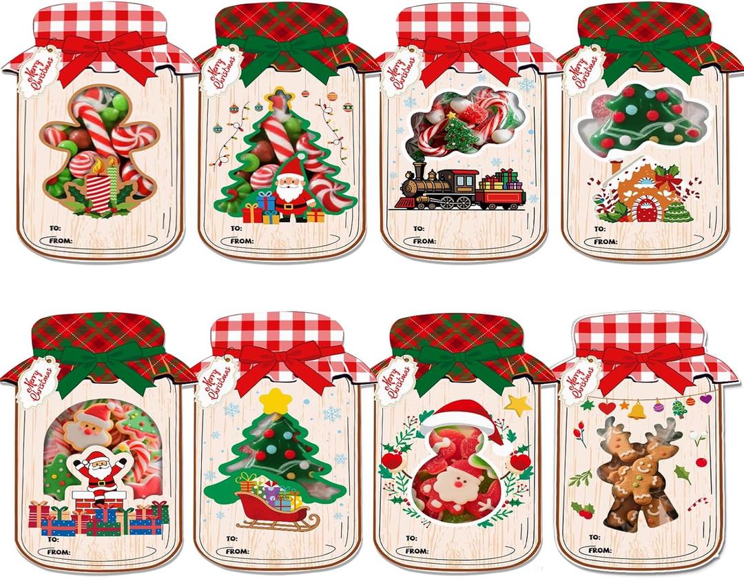 2 x Wakeys 60-Pack Christmas Classroom Gifts Candy Card Kit with 10 Festive Designs & 60 Clear Treat Bags  DIY Holiday Goodie Christmas Classroom Crafts for Kids Exchange (Candy Not Included)