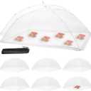 Food Cover Food Tent Set, 2 Extra Large 40"X24" and 6 Standard 17"X17" Mesh Food Covers for Outside, 8 Pack Collapsible, Reusable Pop-Up Umbrella Food Nets for Picnics, Outdoor Camping, Parties, BBQ (White)