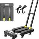 Folding Hand Truck, 500 LBS Heavy Duty Foldable Dolly Cart with Wheels, Telescoping Handle & 2 Elastic Ropes, Portable Luggage Cart for Moving, Travel, Home, Black Yellow