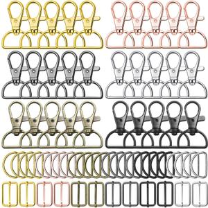 PAXCOO Keychain Bulk with Key Chain Swivel Hook D Rings and Slide Buckles for Handbag Purse Hardware Craft (3/4 Inch) (Multicolor)
