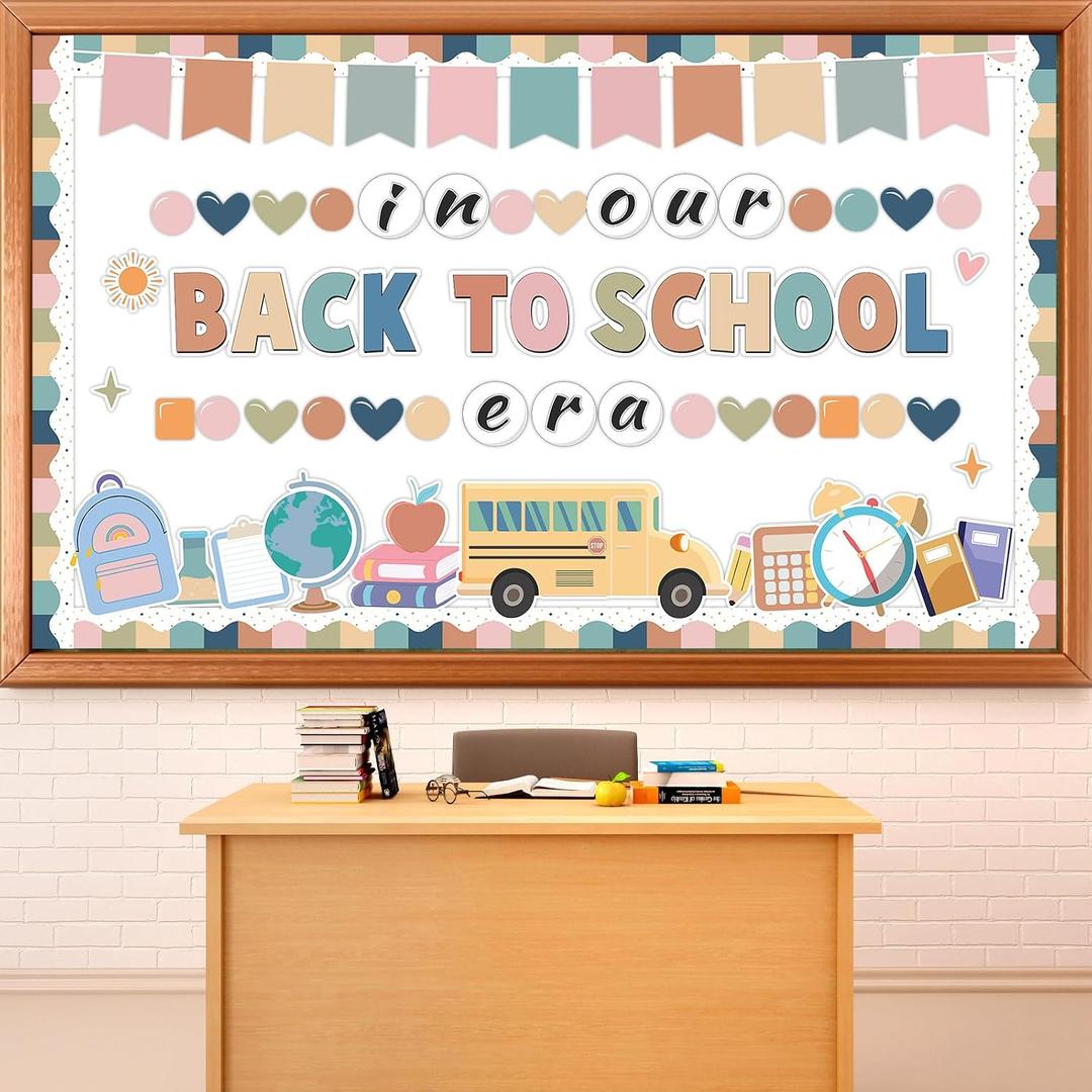 3 x Boho Back to School Classroom Decorations Welcome Back to School Bulletin Board Set Boho First Day Welcome Bulletin Board in Our Back to School Era Cutouts for Office Wall Door Decor Supplies