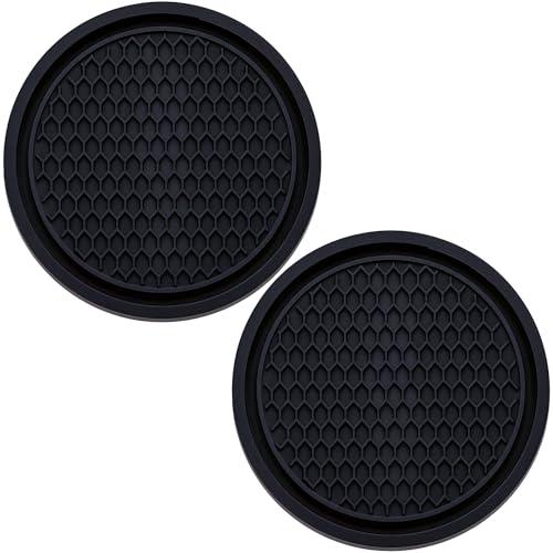 MEAJOO 2PCS Car Cup Holder Coaster, Universal Auto Non-Slip Cup Holder Coaster, 2.75In Universal Non-Slip Recessed Car Interior Accessories (Black)