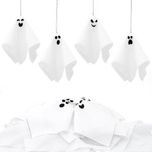 TBD DECOR 16 Pcs Halloween Hanging Ghosts Ornaments 5.5inch Small Hanging Ghost Tree Ornaments for Halloween Party Home Tree Holiday Decor