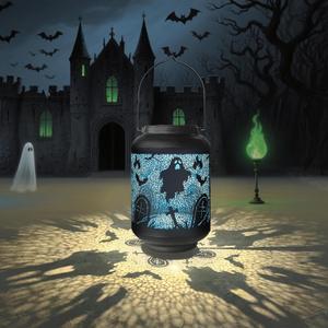 Halloween Decorations Ghost Solar Lanterns - 7.8" x 4.7" Solar Light Outdoor with Handle, Outside Hanging Halloween Lanterns for Garden, Cool Gifts for Women, Friends and Sister