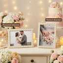 3 Pcs 5 x 7 Picture Frame with Pearls for Wedding Gifts, Wedding Frames for Horizontal and Vertical Decor Tabletop Display