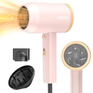 ANIEKIN Hair Dryer, 1875 Watts Fast Drying Blow Dryer with Diffuser and Concentrator, Compact Lightweight Hair Dryer for Women and Men (Pink)