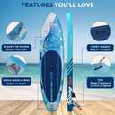 SereneLife 10’6” Inflatable Stand Up Paddle Board with Premium SUP Accessories - 32” Wide Stable Design with Non-Slip EVA Deck Pad, for Youth and Adults, 350 lbs. Capacity