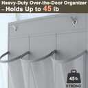 Over The Door Shoe Organizer - Space Saving Shoe Rack for Closet Door with 24 Crystal Clear Pockets and Metal Hooks, Shoe Holder Back of Door Organizers for Shoes, Gray Hanging Shoe Organizer (Gray)