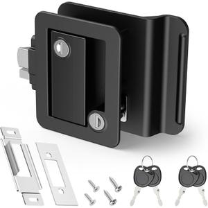 Kohree RV Door Lock Replacement Zinc Alloy Camper Door Lock, RV Door Locks with Paddle Deadbolt Plastic for Trailer Cargo Camper Horse, 4 Keys Black (1 Pack)