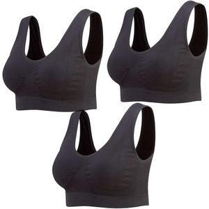 Lemef 3-Pack Seamless Sports Bra Wirefree Yoga Bra with Removable Pads for Women (XXX-Large, 3black)