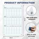 Glass Whiteboard Calendar Dry-Erase White Board Planner Glass Large Wall Mounted Calendar with Marker Tray for Wall Home or Office(Transparent,36" X 24",3 Month)