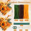 400 Pcs Golden Pipe Cleaners Craft for Flowers, 3 Colored Pipe Cleaner Flower Kit, Pastel Chenille Stems for Handmade Bouquet Wrapping Party Decorations with Floral Wire, Ribbons, Tape