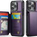 Vinich for iPhone 15 Pro Max Wallet Case with Card Holder, RFID Blocking Credit Slots Kickstand Shockproof Phone Cover Fit for iPhone 15 Pro Max 6.7" Purple