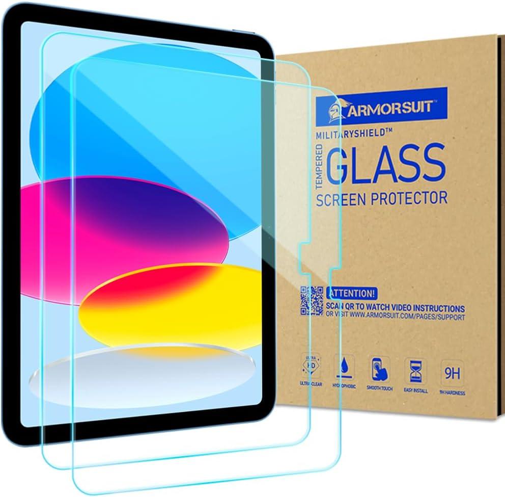 ArmorSuit 2 Pack Screen Protector for iPad 10th Generation 10.9 Inch Display 2022 Tempered Glass HD Clear Retina Display, Face ID and Apple Pencil Compatible