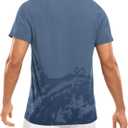 XUZHU Men's Summer Polo Shirts Short Sleeve Cotton Casual Henley T-Shirts Button Raglan Sleeve Tees (Blue, XXXL)