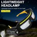 LED Rechargeable Headlight Glasses with Motion Sensor & Touch Control, Safety Glasses with Lights 5 Modes USB C Light Up Glasses for Outdoor Running Camping Hiking Work (Yellow)
