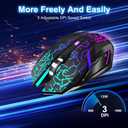 Wireless Gaming Mouse, Rechargeable Wireless Computer Mouse with Type-C Fast Charging, Ergonomic Mouse with 3 Adjustable DPI, 6 Silent Buttons, LED Light, Long Battery Life for Laptop, PC, Mac