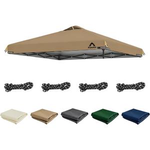 10x10ft Canopy Replacement Top Cover with Air Vent, UV Protected & Waterproof Pop-up Canopy Roof, Adjustable Elastic Straps for Outdoor Patio Garden Sun Shade Tent (Top Only) (Khaki)