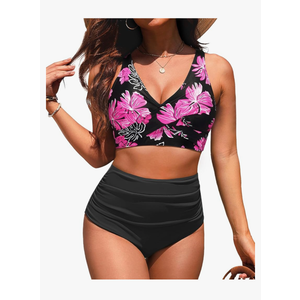 High Waisted Two Piece Swimsuit-Womens Bikini Set Tummy Control Bathing Suit Modest Full Coverage Bikini 2025, Size:XL