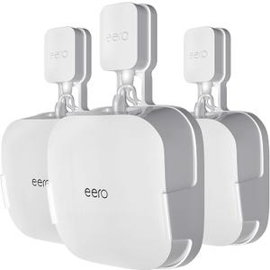 COOLWUFAN Wall Mount Holder for eero Pro 6/6E Home WiFi System - Simple and Sturdy Stand Bracket for Tri-Band Mesh Wi-Fi 6 System (White, 3 Pack)