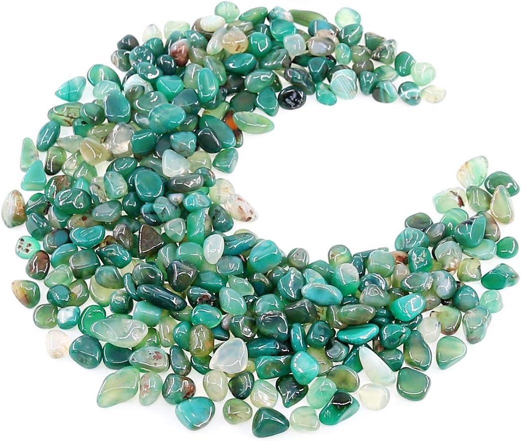 Hilitchi Green Agate Stone Tumbled Stones for Plants Cacti & Succulents Bedding, Vase Filler, Landscape Bottom Decoration (About 1lb(455g)/Bag) (9-14mm (0.35"-0.55"))