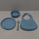 Silicone Baby Feeding Set, Self Feeding Baby Utensils with Suction Baby Bowl Plate Blue, 4 Pcs