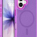 BENTOBEN Carbon Fiber for iPhone 17 Case 2025 [Compatible with MagSafe] Magnetic Phone Case iPhone 17 6.3" Slim Thin Smooth TPU Bumper with Drop Protection Anti-Yellow Women Men Cases Cover, New Pink