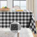 Softalker Gingham Checkered Tablecloth Rectangle - Outdoor Waterproof Buffalo Plaid Table Cloth, Stain Resistant Washable Table Cover for Picnic, Camping, Dining - Black and White, 60 x 84 Inch