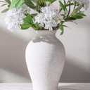 Ceramic Flower Vase Home Decor, 9 in Farmhouse Table Vase Rustic Vintage Living Room Kitchen Bedroom Pottery Decorative Vases for Flowers House Shelf Office Coffee Desk Dining Entryway Decor, White