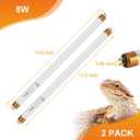 UVB Light for Reptiles Bearded Dragon, 2 Pack T5 UVB Reptile Light UVB Bulb 10.0 8W UVA UVB Reptile Light Bulb Terrarium Light Lamp Tube for Turtle Chameleon Leopard Gecko Snake Tank, 12 Inch