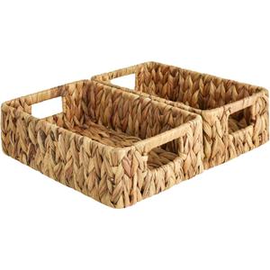 StorageWorks Water Hyacinth Baskets, Small Wicker Baskets for Organizing in Kitchen and Bathroom, 2-Pack (Small 2-Pack, Natural (Water Hyacinth))