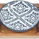 Chip and Dip Serving Set, Chips and Dip Serving Dish with Wood Tray, Small Serving Bowls/Dipping Dishes for Condiments, Side Dishes, Dipping,(Bohemian)