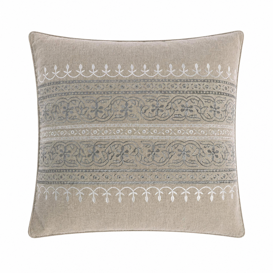 Levtex Home Reno Embroidered Burlap Throw Pillowб 20x20