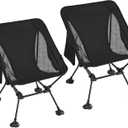 ATEPA Backpacking Chair, Ultralight Folding Portable Small Camping Chairs for Adults Compact Foldable Beach Seat with Anti-Sinking Feet & Aluminum Frame for Outdoor Hiking Travel Fishing, 2 Pack Black