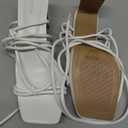 ALICEPUB Women's Chunky Block Heels Strappy Heels Square Open Toe Heeled Sandals Short Heels Comfortable Dressy Shoes Wedding Bridal Party, Size 8.5