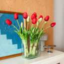 DUYONE 15pcs Artificial Tulips Flowers, Soft Touch Latex Bouquet, Fake Tulips for Office Wedding Party Home Kitchen Garden Decoration