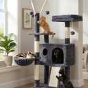 Hey-brother Cat Tree Tower, Scratching Posts with Removable Toys, Cozy Condo, Platform, Hammock, Sisal Scratch Board and Ball for Indoor Kittens, 41.3 Inches, Smoky Gray MPJ008SG