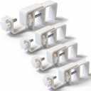 Over Blinds Curtain Rod Brackets for Outside Mounted, No-Drill Blinds Curtain Rod Holders for 1.3-2" Rectangular Headrails, Tool-Free & No Wall Damage, Apartment & Renter Friendly (Set of 4, White)