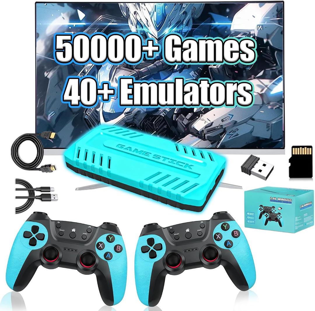 U36 Retro Game Console,50000+Games and 40 Emulators, with Dual 2.4G Wireless Controllers, Plug and Play 4K HD HDMI TV Game Stick (128GB) 1