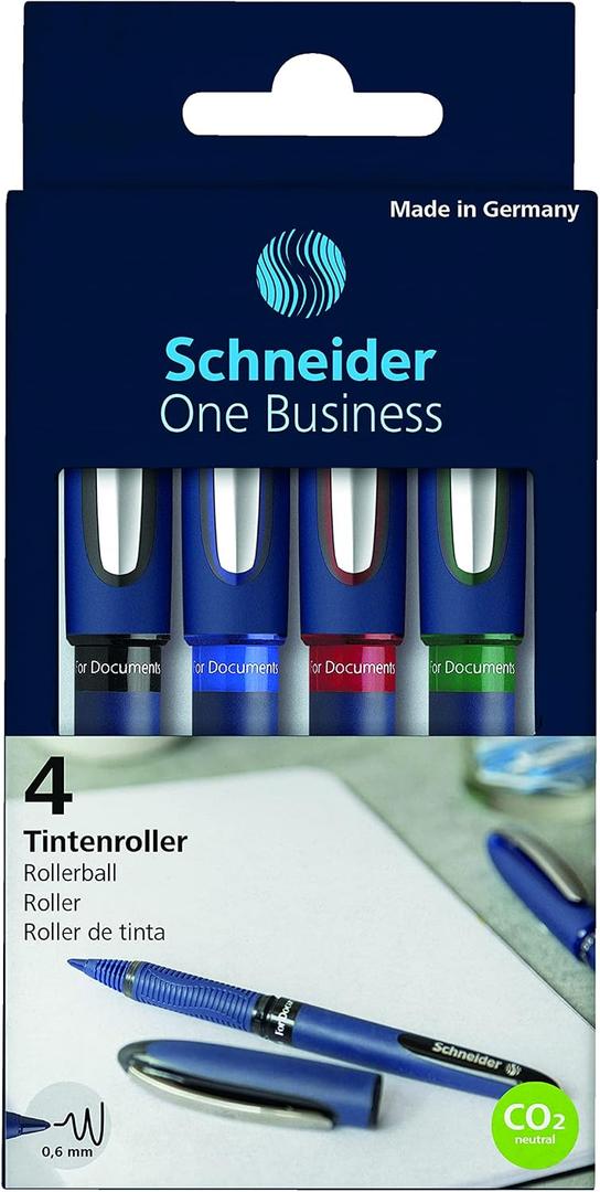 Stride 183094 One Business Rollerball Pen, Stick, Fine 0.6 Mm, Assorted Ink And Barrel Colors, 4/pack