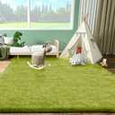 Green Rug Grass Area Rugs for Bedroom, 4x6 Shag Fluffy Carpet, Fuzzy Furry Plush Soft Cute Kids Baby Girls Shaggy Bedside Indoor Floor Carpets for Teen Dorm Home Decor Aesthetic, Nursery