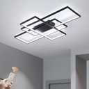 GEADI Modern 41.3in 3-Square LED Ceiling Light, 68W Black Flush Mount