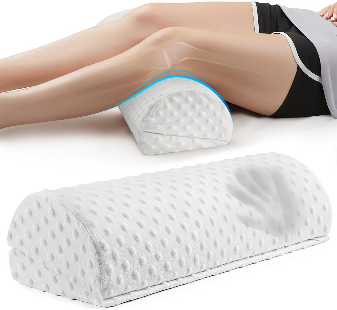 anzhixiu Half Moon Leg Bolster for Back Sleeping- Adjustable Height Under Knee Pillow for Ankles- Pure Memory Foam Leg Pillow for Sleeping on The Bed- Bubble