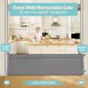 Retractable Baby Gate for Stairs 33 Height, Expands up to 118 Width Safety Gate for Infants, Toddlers, Dogs & Pets Easy Install, Secure Closure, Gray Mesh Design for Indoor & Outdoor Use