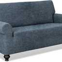URBANLIFE 1-Piece Stretch Sofa Slipcovers for 2 Cushion Loveseat Couch, Super Stretch Non-Slip Sofa Cover with Elastic Bottom, Machine Washable Furniture Protector for Kids & Pets, Dusk Blue Gray