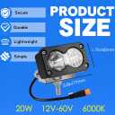 Compatible fits Ridstar Q20 Ebike Headlight, 6500K 20W Super Bright Waterproof LED Light for Ebike, 3 Pin Universal 12V-60V for Ebike, Motorcycle, ATV