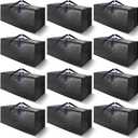 12 Pack Heavy Duty Extra Large Moving Bags W/Backpack Straps - Strong Handles & Zippers, Storage Totes For Space Saving, Fold Flat, Alternative to Moving Box and Storage Bin, Black