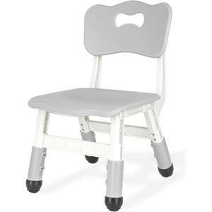 Kids Height Adjustable Toddler Chair Max Load 220LBS Plastic Indoor Outdoor for Children Age 1-6 School Home Daycare Use Grey, Single Child Chair