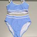 BMJL Women's High Waisted Bikini Sets Sporty Two Piece Swimsuits Color Block Cheeky High Cut Bathing Suits (Medium, Light Blue011)