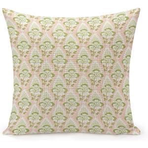POMOTER Green Pink Check Throw Pillow Cover,Traditional Checkered Decorative Pillow Cases Cotton Linen Square Cushion Covers for Sofa Couch,18"x18"